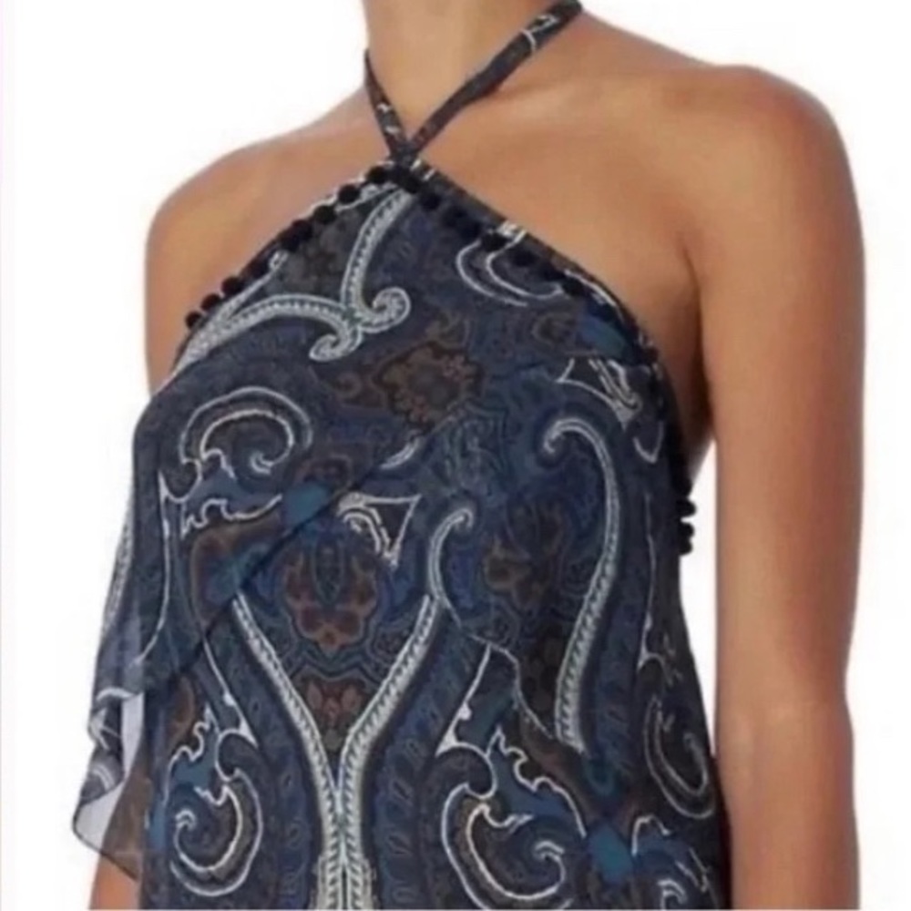 Intermix Paisley Pom Pom Halter Top❤️